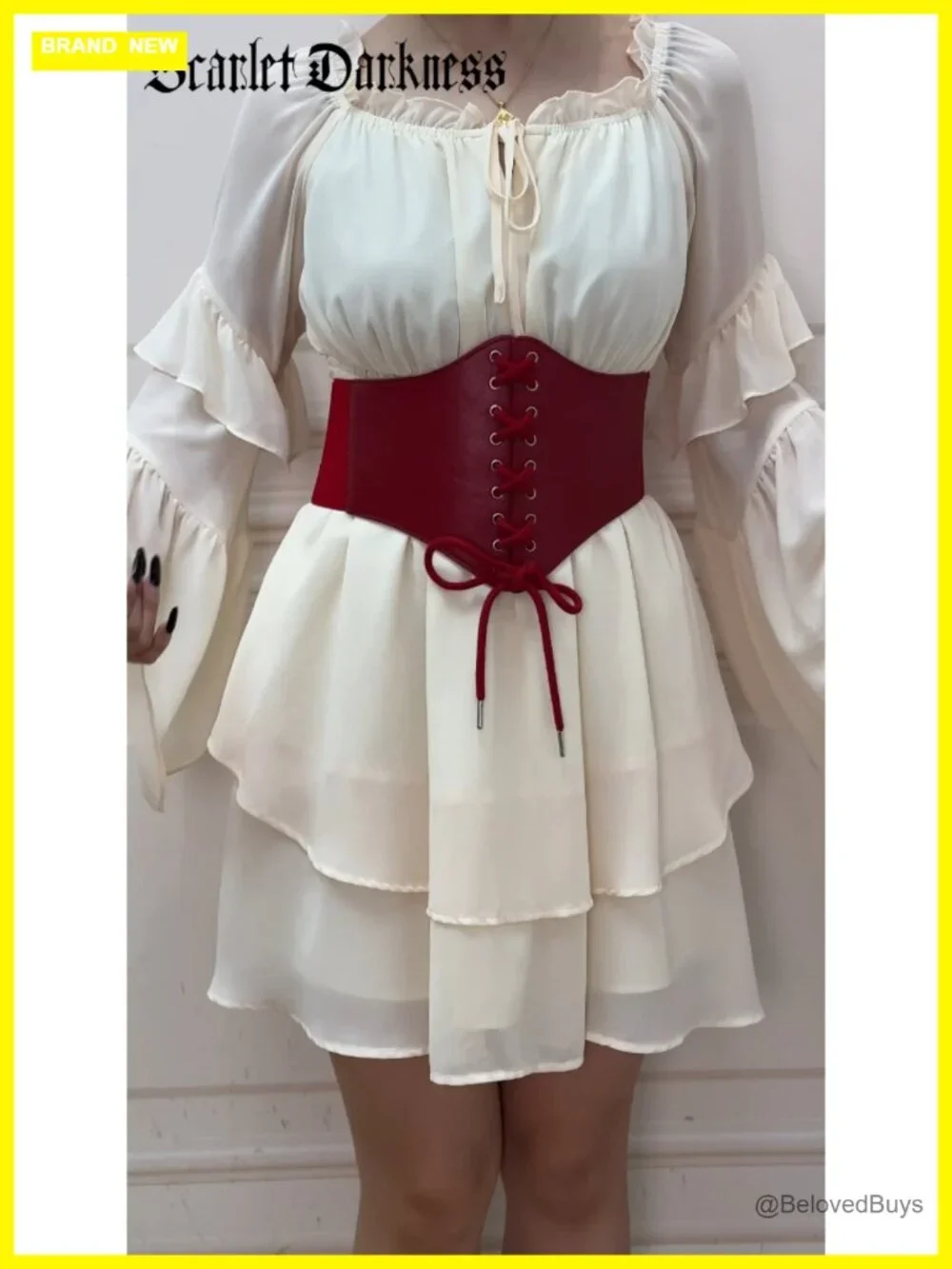Scarlet Darkness Women's Faux Leather Corset Belt Vintage Pirate